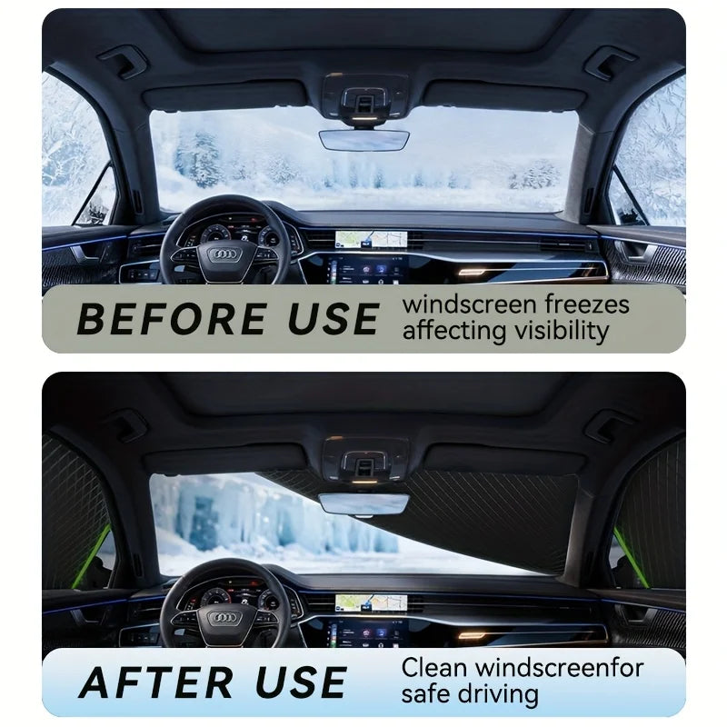 Winter Car Snow Cover for Sedans/SUVs - Magnetic UV-Protective Windshield Cover with Oxford Cloth Snowproof Frostproof Shield CM World