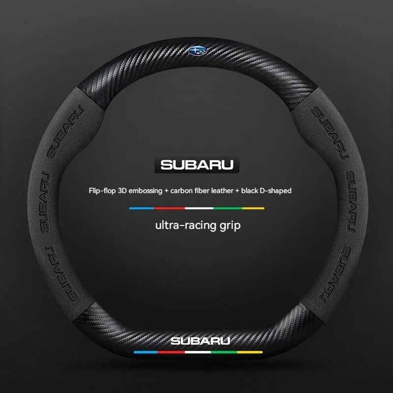 For Subaru Outback Brz Wrx Xv Ascent Forester Impreza Legacy Car Suede Carbon Fiber Leather Steering Wheel Cover Accessories CM World