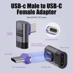 PD 240W Type-C Magnetic Adapter PD3.0 Fast Charging Right Angle USB C Connector Extender for iPhone 16 Macbookair Samsung