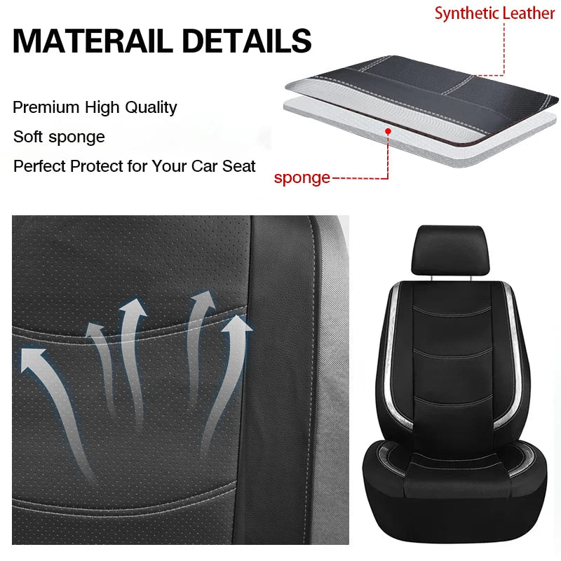 AUTO PLUS Car Seat Covers Artificial Leather With Bright PVC Sheet With 3 Zipper Car Accessories Interior Seat Cushion Protector