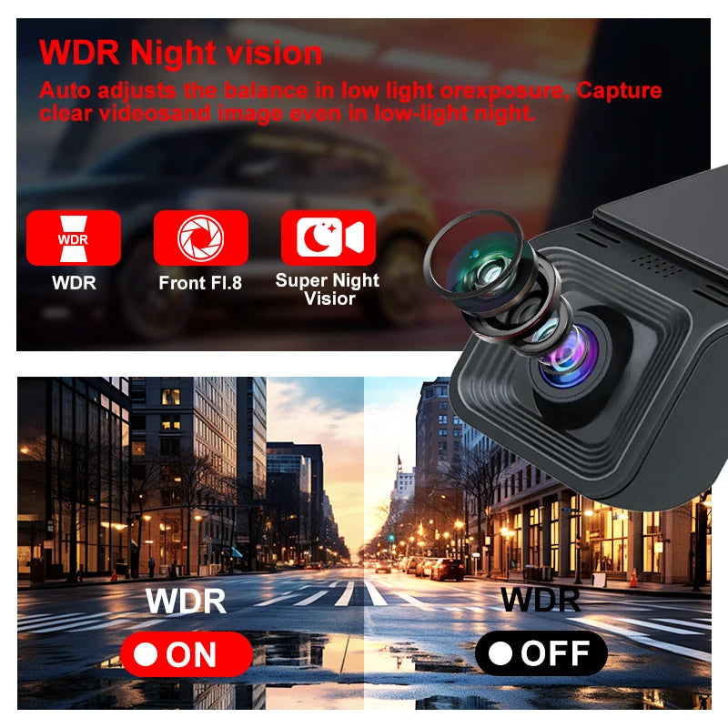 4K Car Dash Cam WiFi 2160P Rear View Reverse Camera 24H Parking Monitor Dual Channel DVR Recorder Night Vision Ultra HD Clear Car Mobile World
