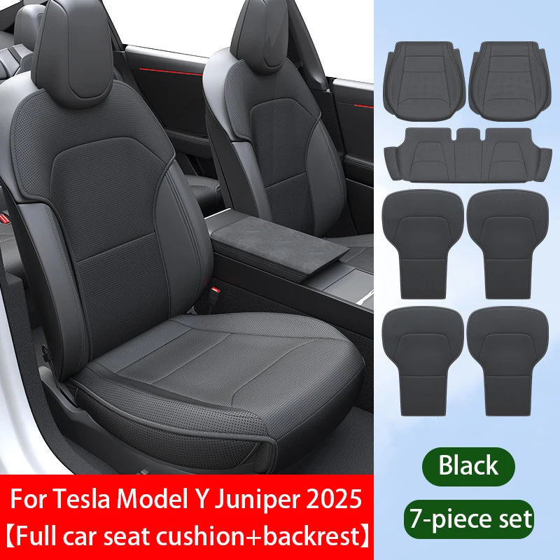 Car Seat Mats For Tesla Model Y Juniper 2025 Breathable All Season Back Seat Pad Protector Covers Nappaleather Cushion Accessori CM World