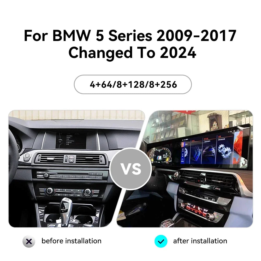 12.3'' Dual Screen for BMW 5 Series 2011-2017 To 2024 Digital Cluster Large Screen Navigation Apple Carplay Car Radio DSP BT GPS