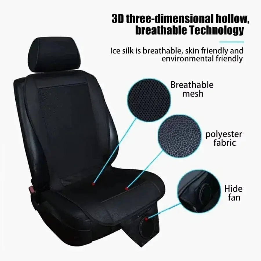 DC12V Car Summer Cool Air Seat Cushion With Fan Fast Blowing Ventilation Massage Seat Covers Automatic Switch Refrigerated Seat Car Mobile World
