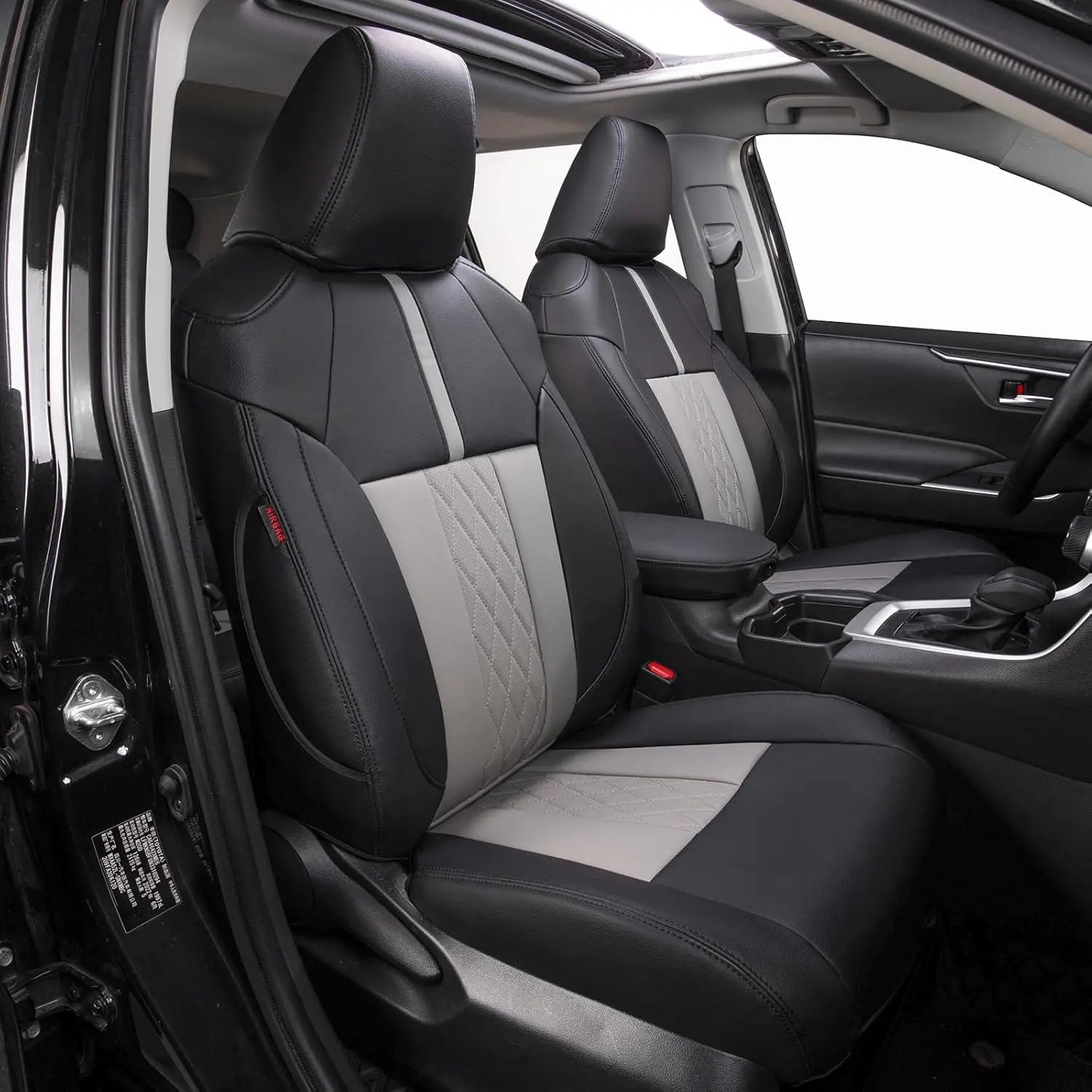EKR Car Seat Covers Custom Fit for Toyota Rav4 (Gasoline/Hybrid) 2019 2020 2021 2022 2023 2024 2025 LE/XLE/XLE Premium/Limited Leather Car Seat Cover Full Set for SUV Car Mobile World