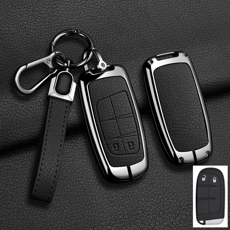 Car Key Case Cover For Jeep WK2 KL BU MP Renegade Grand Cherokee Dodge Ram Charger Challenger Chrysler 300C Journey Keychain