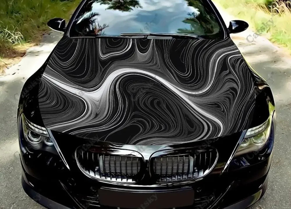 Topographic Pattern Car Hood Vinyl Stickers Wrap Vinyl Film Engine Cover Decals Sticker Universal Car Hood Protective Film