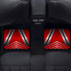 4PCS Polyester Fiber Red and Black Geometric Pattern Cool Car Floor Mats Durable, Universal, Suitable for Cars, Trucks, and SUVs