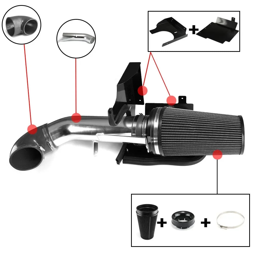 4" Cold Air Intake System Heat Shield Black Red Blue For 2002-2006 Chevrolet Yukon Denali XL 1500 5.3L V8 2500 6.0L V8