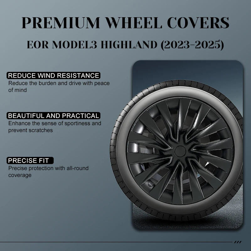 4PCS For Tesla Model 3 Highland 2023-2026 Turbine Wheel Cover 18 Inch Car Replacement Automobile Hub Cap Full Rim Car Acces CM World
