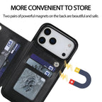 For iPhone 17/Air/17 Pro/17 Pro Max Wallet Case With Card Holder,PU Faux Leather Kickstand Card Slots Case,Double Magnetic Clasp