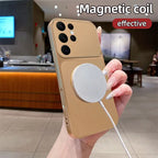 For Magsafe Wireless Charging Case For Samsung S26 Ultra S25 S24 S23 S22 S21 Plus Edge Metallic Paint Finish Soft Cover