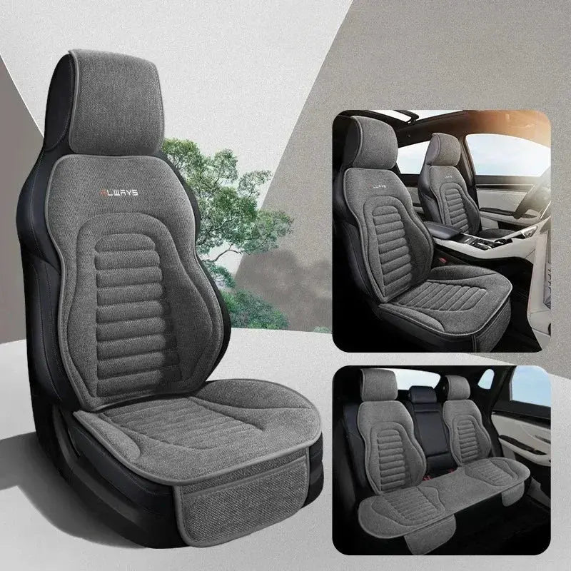 Universal Linen Car Seat Cover Four Season Auto Flax Comfortable Breathable Anti-Slip Covers Cushion SUV Car Seat Protection Car Mobile World