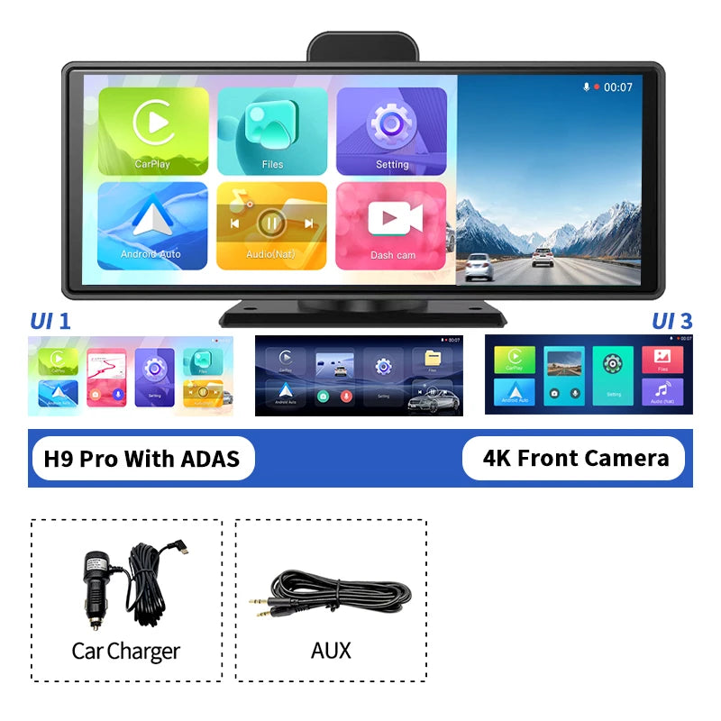 Imagebon 10.26"/11.4" 4K Dash Cam ADAS Wireless CarPlay Android Auto Car DVR Camera AUX 5G WiFi GPS Navigation Video Recorder
