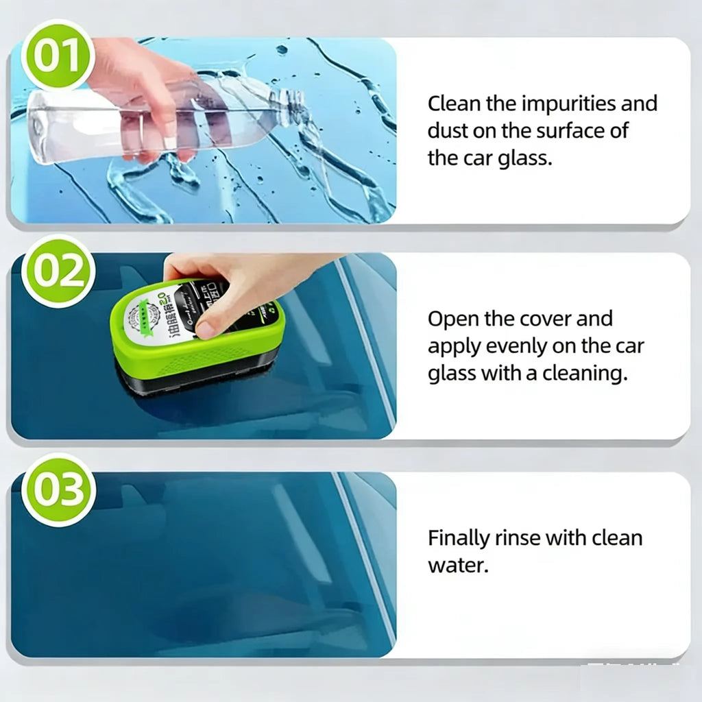 Car Windshield Oil Film Cleaning Brush, Removes Oil Film, Rainproof and Anti-Fog, Powerfully Cleans Windshield.