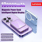 Lenovo 100000mAh Portable Magnetic Wireless Power Bank PD22.5W Super Fast Charging External Battery For Magsafe IPhone Samsung Car Mobile World