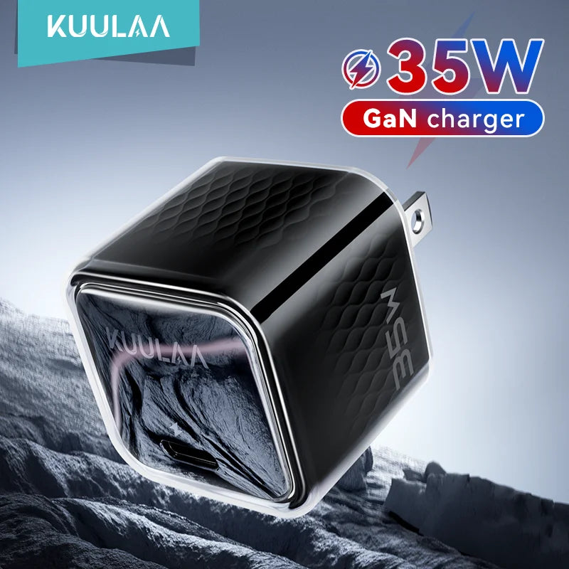 KUULAA USB C Charger 35W GaN Type C PD Fast Charging For iPhone 15 14 13 12 11 Pro Max For iPad Pro Air iPad mini Huwei Xiaomi Car Mobile World