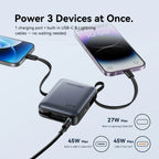 Vention 45W 10000mAh Power Bank Built-In USB-C Cable Portable Powerbank for iPhone 17 Samsung S26 Pocket-Sized Auxiliary Battery Car Mobile World