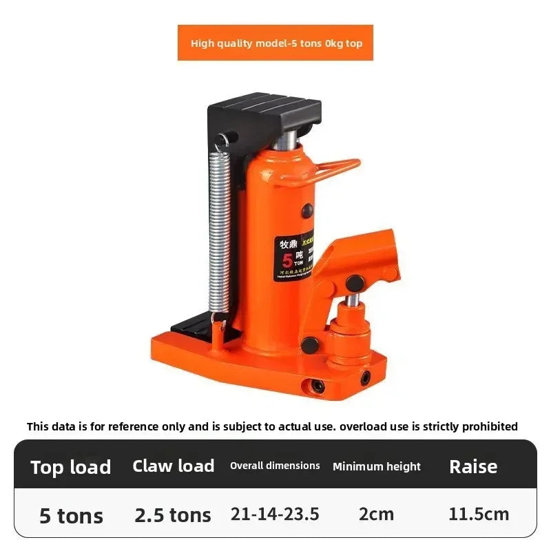 Durable  Claw Jack Vertical Hydraulic Duck Bill Cross Top Hydraulic Rack Qijin Top Low Hoist 2.5T