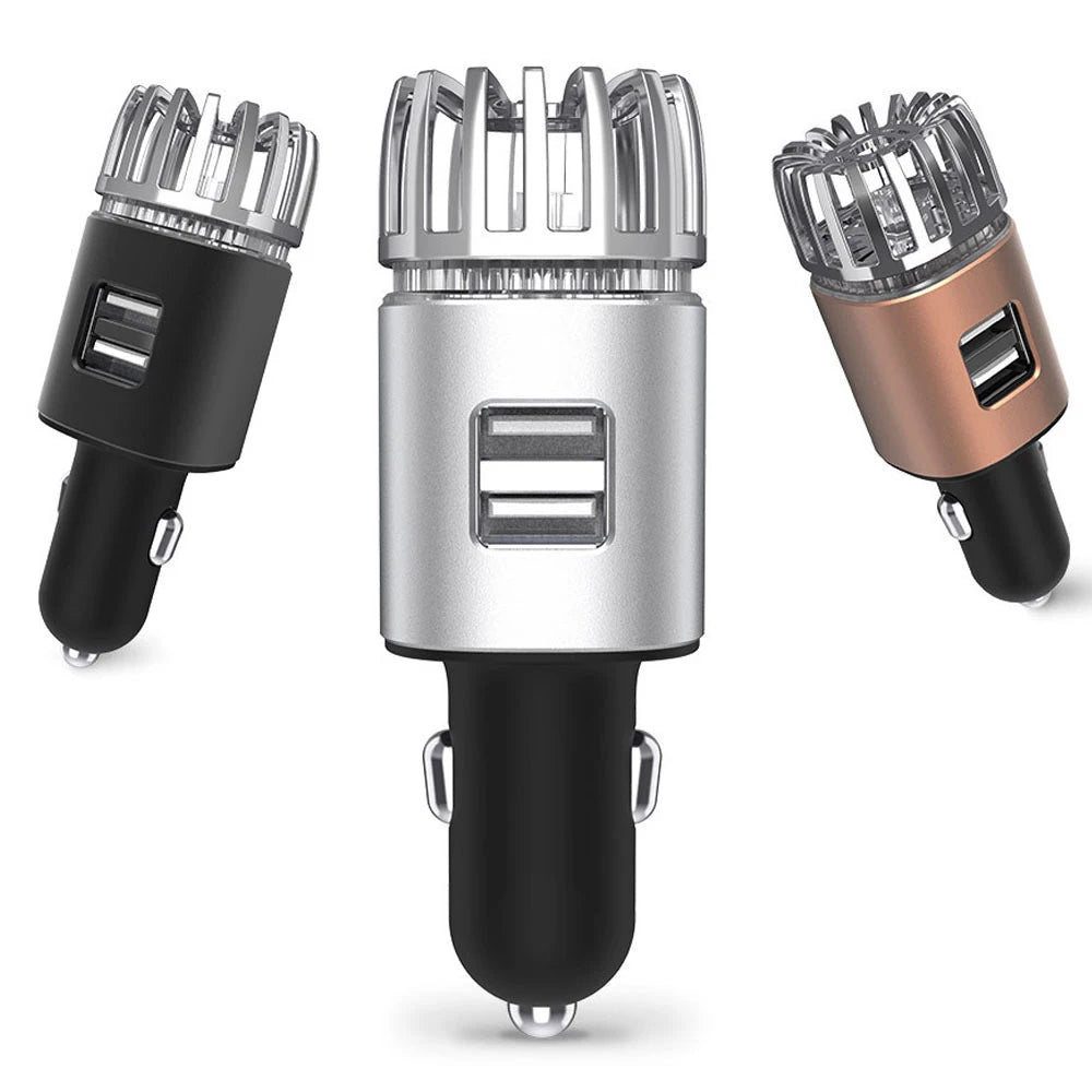 Car Air Purifier Mini Negative Ion Purifier Dual USB Car Charger USB Car Air Freshener Air Purifier Oxygen Bar Air Freshener CM World