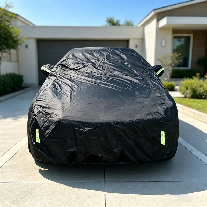 S-XXL Full Sedan Car Cover with Zipper, Waterproof UV Resistant Auto Protector Against Sun Rain Snow