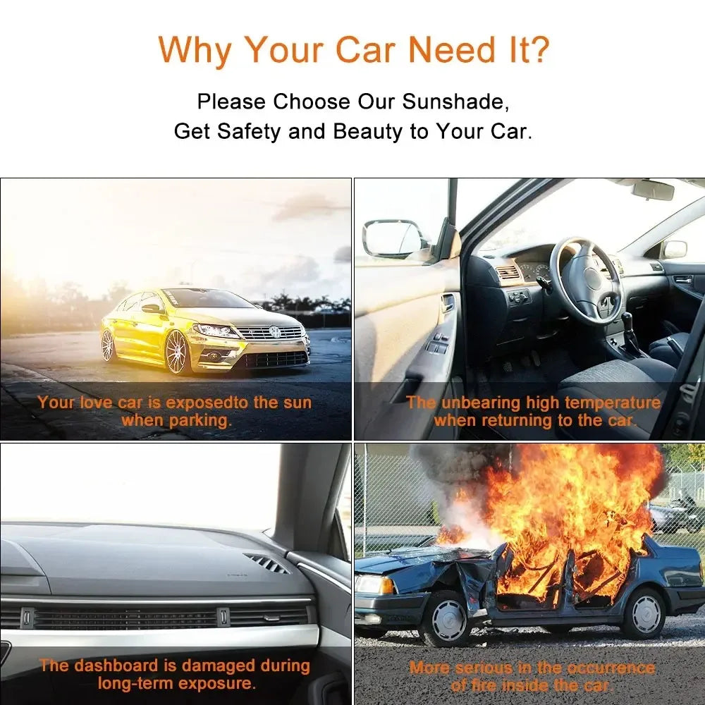 Car Windshield Sun Shade Foldable Aluminum Foil Sun Visor Auto Front Window Sunshade UV Protection For Most Cars SUV Truck