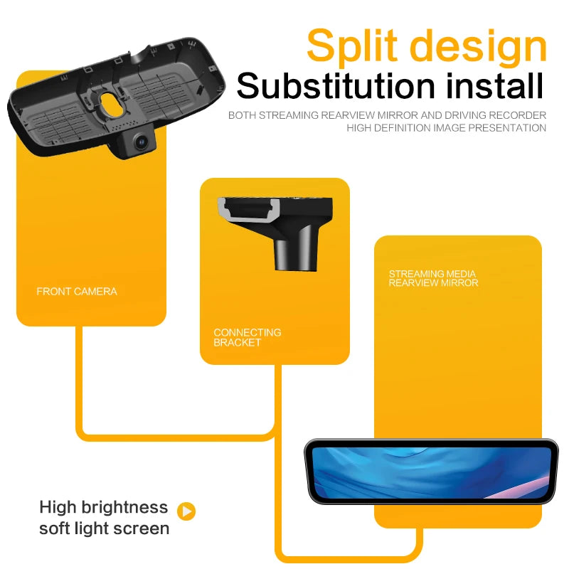 Tank 300 Model-Exclusive Streaming Media Rearview Dash Camera with Digital Signal, High-Definition Night Vision and Monitoring