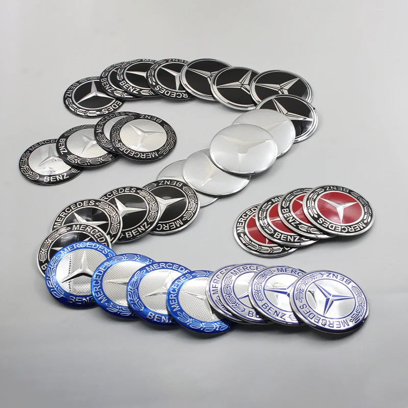 4Pc For Mercedes Benz C180 C200 C260 W124 W140 W126 W168 W176 56mm 60mm 65mm Car Wheel Hub Cap Center Sticker Emblem Badge Decal