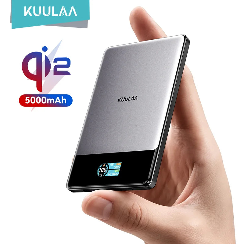 KUULAA Qi2 Magnetic Power Bank 5000mah 15W Wireless Charging 22.5W Wired Charge Qi2-Certified for iPhone 17 16 15 14 13 Pro Max Car Mobile World