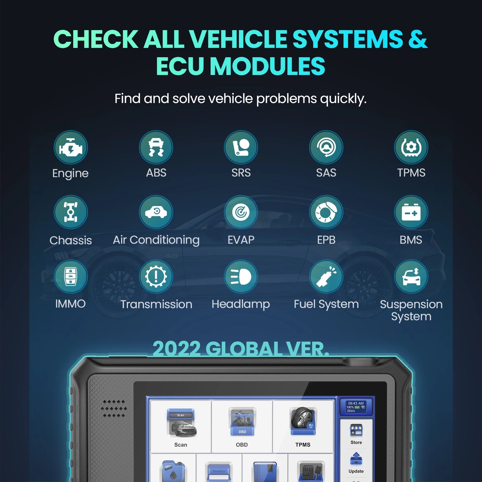 MUCAR VO6 OBD2 car Diagnostic tool full system auto scanner code reader ABS Engine 28 resets oil scan tools lifetime free update Car Mobile World