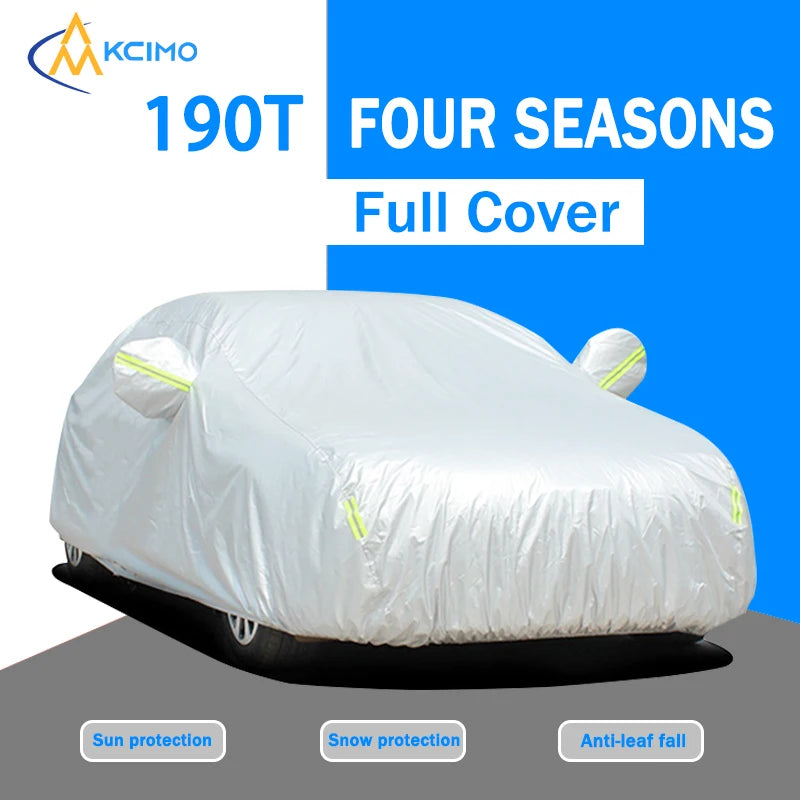 New 190T Car Cover Outdoor Protection Full Exterior Snow Cover Sunshade Dustproof Protection Cover Universal for Hatchback Sedan Car Mobile World