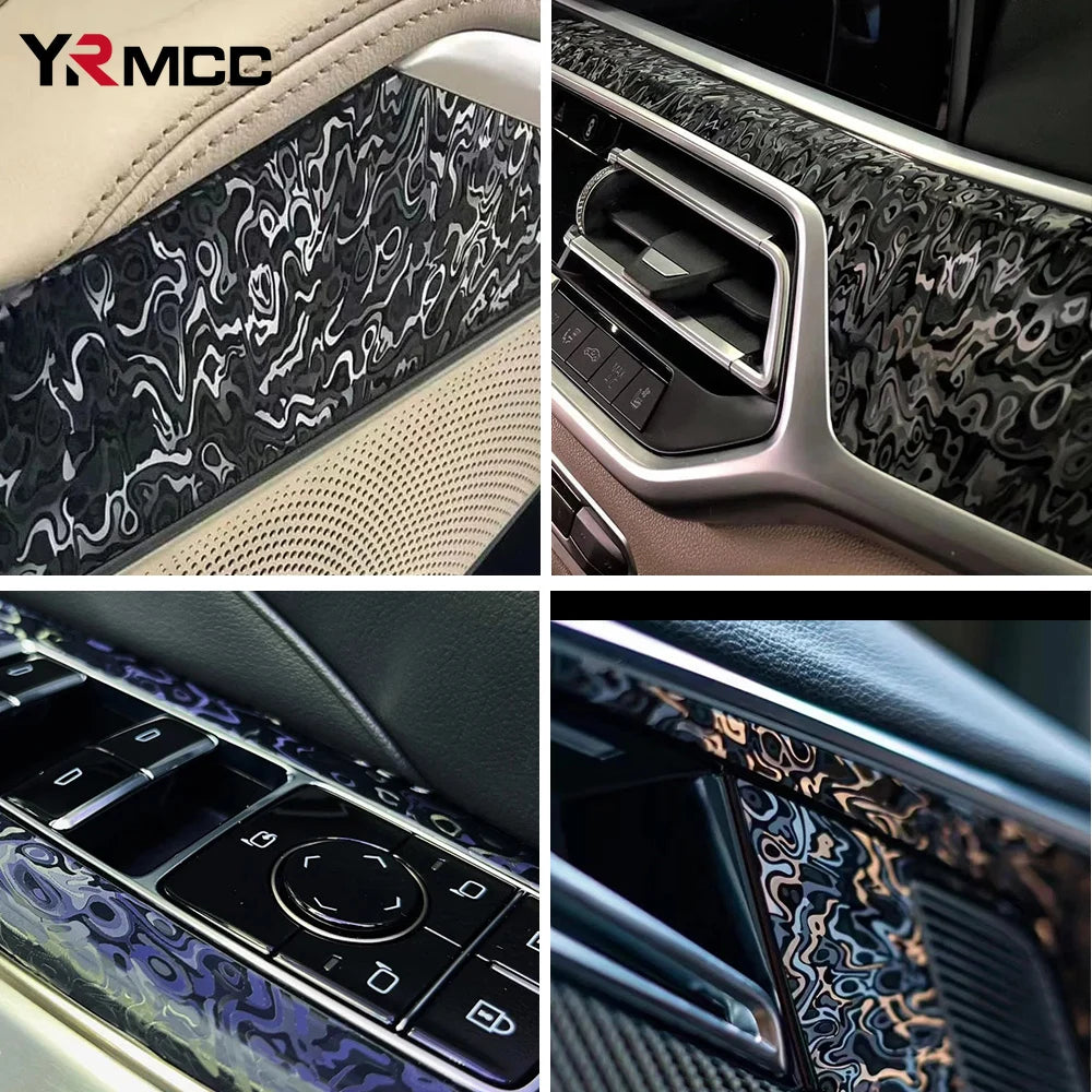 Premium PET Car Carbon Vinyl Film DIY Waterproof Car Stickers Modified Vinyl Wrap Films Color Change Film for Auto Accessories Car Mobile World