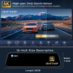 10 Inch 4K 2160P Dash Cam Wifi GPS Car Dvr Dual Lens Dashcam Stream Rear View Mirror IPS Video Drive Recorder Camera Registrar
