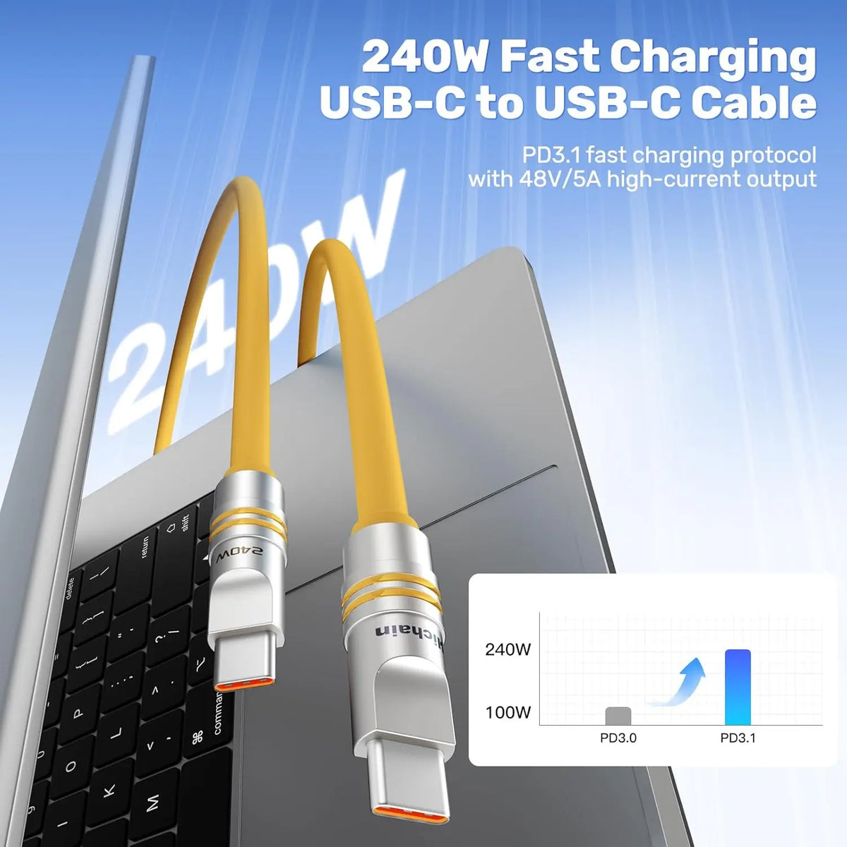 PD240W USB C To C Fast Charging Cable For iphone Laptop Tablets Liquid Silicone Soft Phone Charging Cable 480Mbps Data Transfer