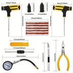 All-in-One Tire Repair Kit: Car Motorcycle Bike Truck Emergency Puncture Plug Tool with Rubber Strips - Roadside & Garage Use CM World