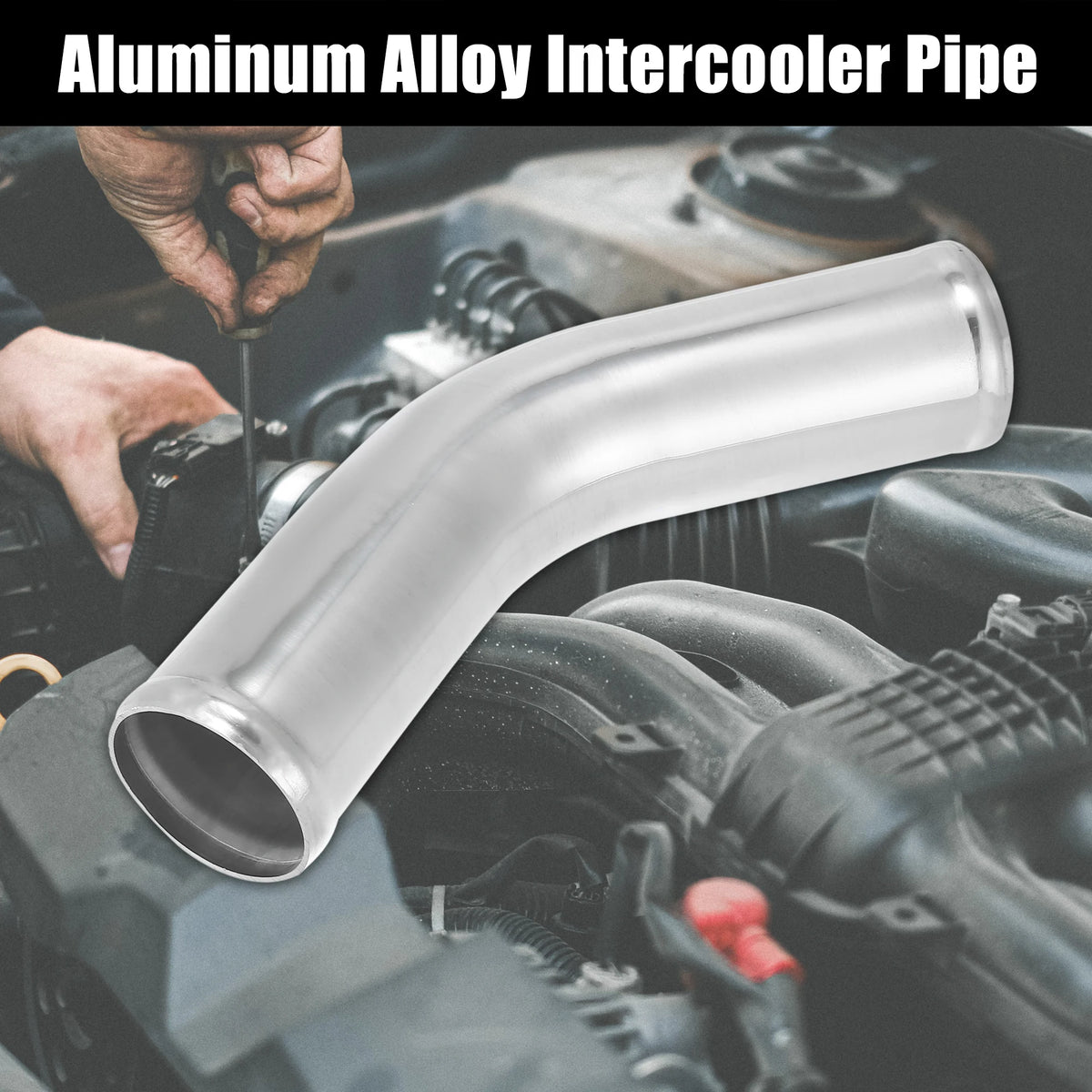 UXCELL Aluminum Alloy Tube OD 63mm 70mm 76mm 102mm Intercooler Pipe 45 90 Degree Air Intake Tube Silver for Car Air Intake Tube