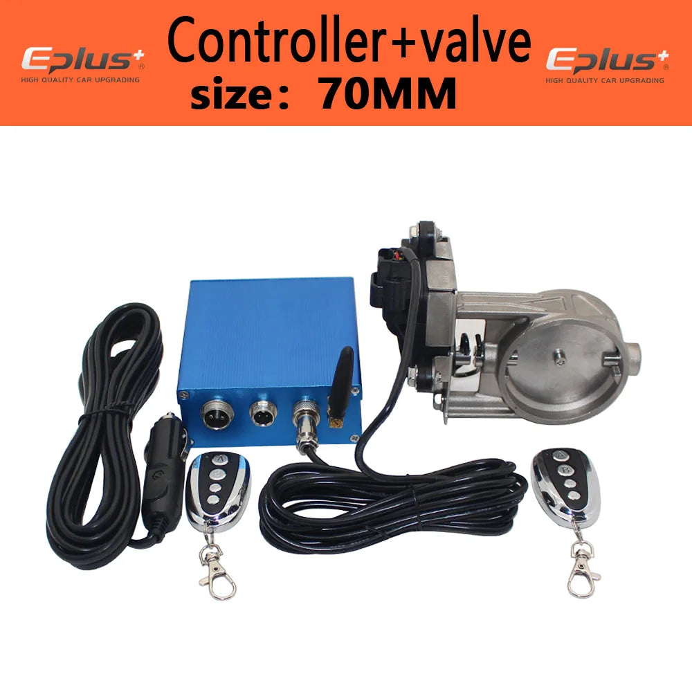 EPLUS Car Exhaust Pipe Valve Electric Kit Universal Multi-angle Mode 51 63 76MM Controller Device Remote Kit