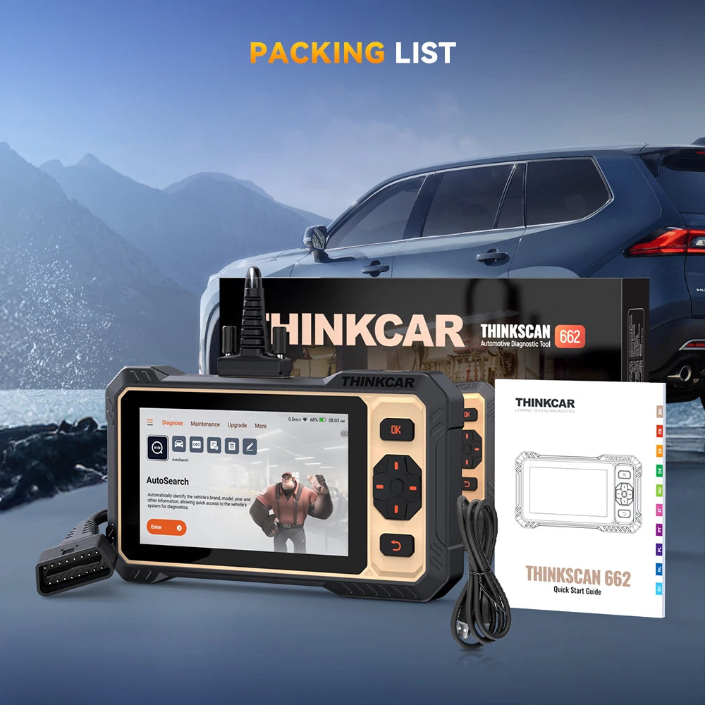 THINKSCAN 662 OBD2 Scan Tool Support CAN FD, Bi-direction Actuation 4 System Diagnosis 12 Reset Car Scanner Lifetime Free Update Car Mobile World