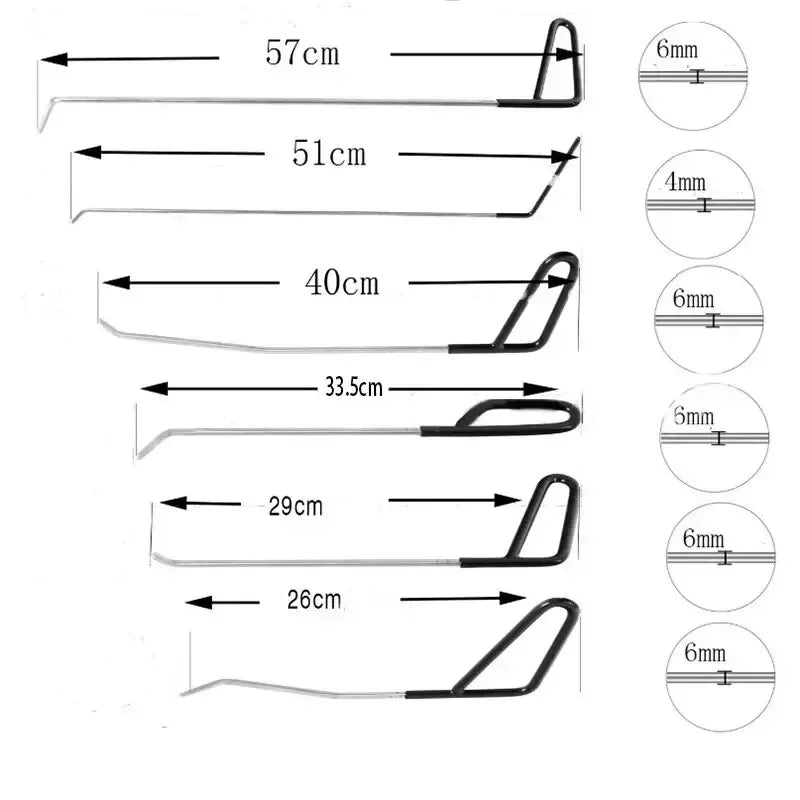 New Car Hook Rods Paintless Dent Repair Hail Remover Hooks Rods Kits Auto Body Dents Stainless Steel Hands Tools