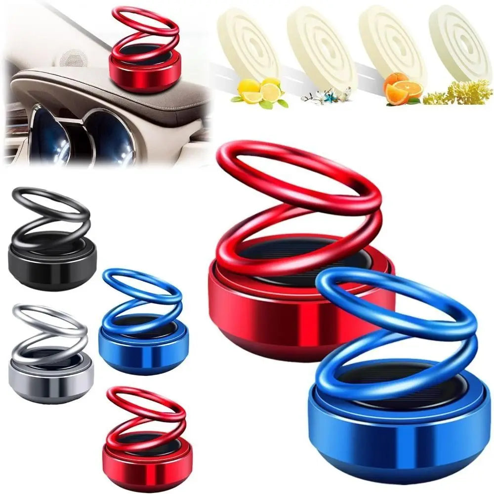 Solar Energy Vehicle Aromatherapy Rotating Double Ring Suspension Car Air Freshener Eliminate Odor Purify Air