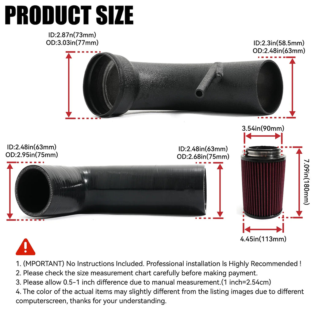 Cold Air Intake System Kit + Heat Shield Red Filter For Golf MK7 TSI TFSI Seat Performance Tuning Car Parts CM World