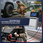 1500A Portable Car Charger, Jump Starter, Rechargeable Battery, Car Battery Launcher, Restoration Item Emergency Starter With Air Compressor Portable Car Battery Booster With 150PSI Auto-Stop Tire Inflator 10.0L Diesel