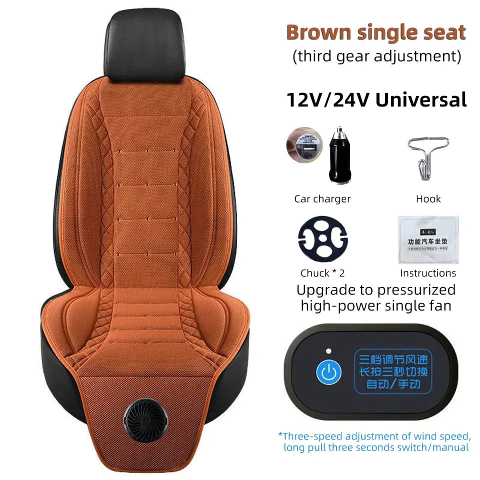 Universal Car Summer Cool Air Seat Cushion 12V/24V USB Charging Breathable Car Seat Cover With Fan Multi-color 3-SpeedAdjustment Car Mobile World