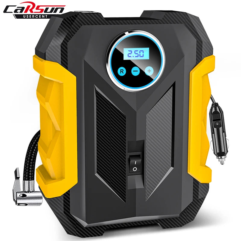 CARSUN Portable Automobile Air Compressor Digital Tire Inflation Pump LED Lamp Tire Compression Pump Compressor For Car Motorcy CM World