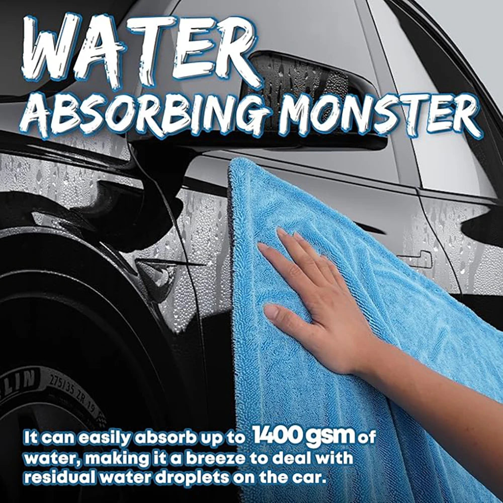 Large Car Wash Towel Microfiber Quick Drying Super Absorbent Window Cleaning Thicken Detailing Rags for Car