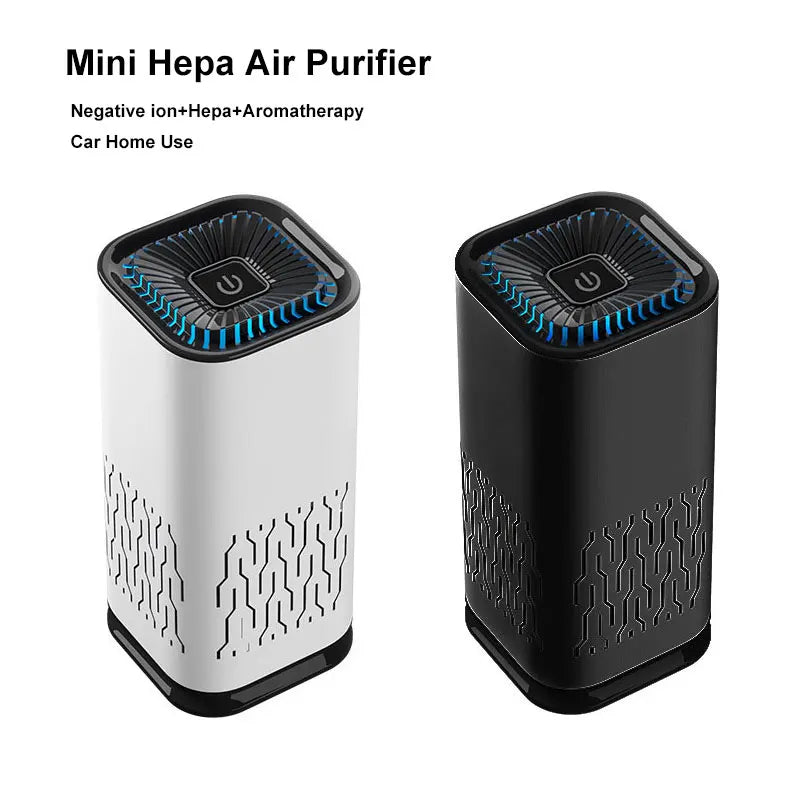 MINI HEPA Air Purifier Remove Smoke Odor Formaldehyde Negative Ion Air Cleaner for Car Bedroom Aromatherapy Purification Car Mobile World