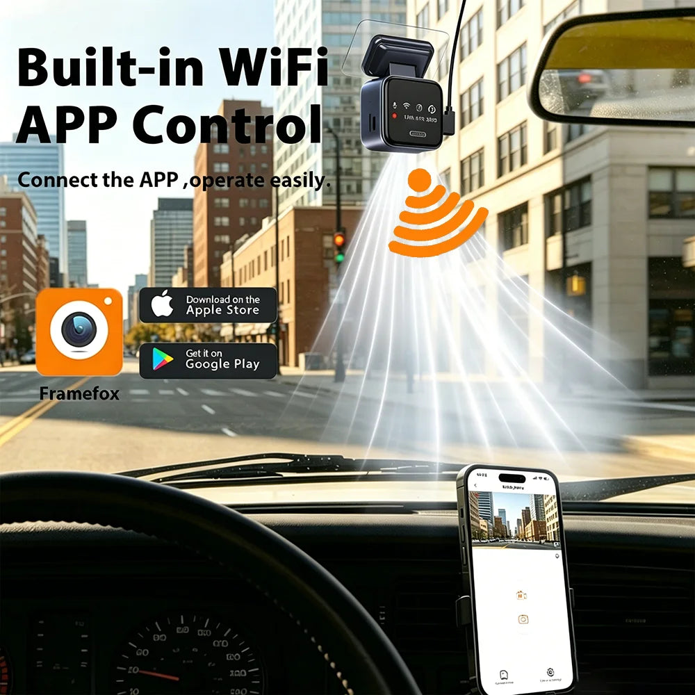 Car DVR 2K QHD Mini Dashcam WiFi APP Control 24H Parking Monitor Night Vision G-Sensor Black Box Car Driving Recorder