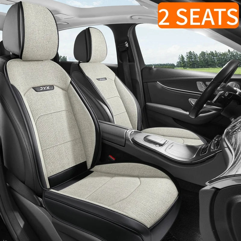 Front Row 2-Piece Luxury Linen Car Seat Covers, Comfortable and Breathable for All Seasons, Easy to Clean, Suitable for Sedans, SUVs, and Trucks