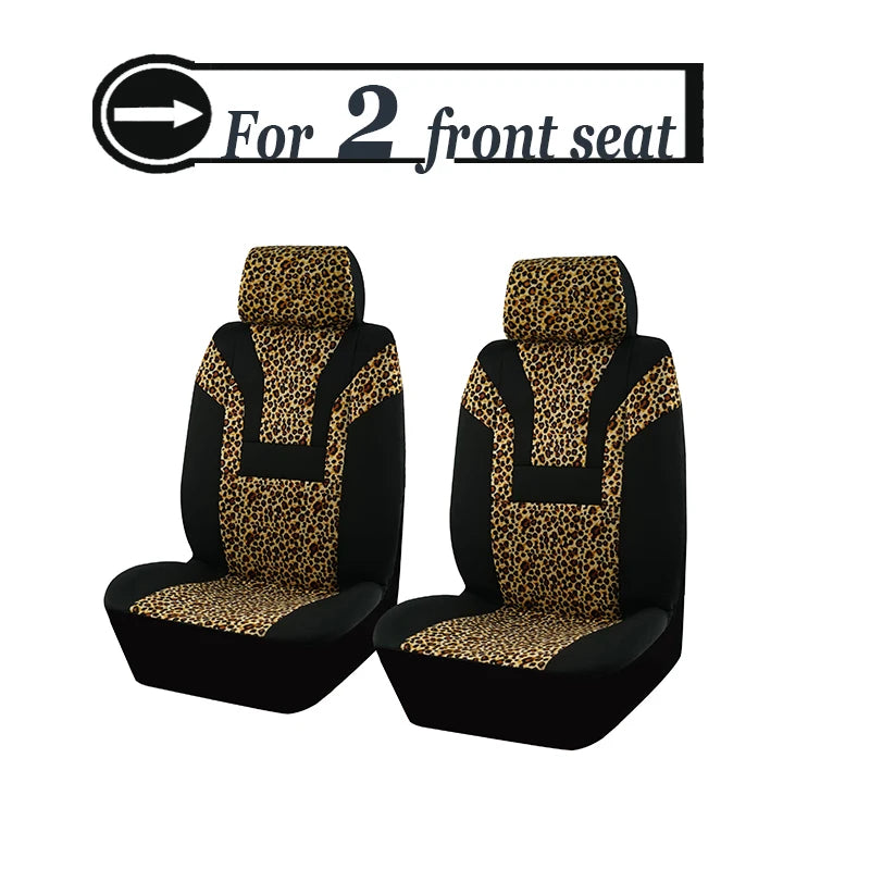 Leopard Print Car Seat Cover Car Accessories Interior Woman Airbag Compatible Universal Fits for Most Cars SUV Truck 5mm Sponge CM World