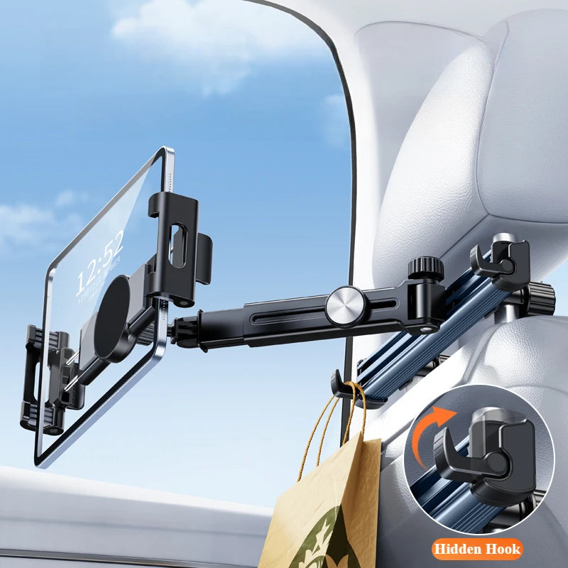 Hipacool Telescopic Car Phone Holder Tablet Seat Back Stand Headrest Adjustable Magneitc Car Tablet Bracket for Device 5.6-11.8“ CM World